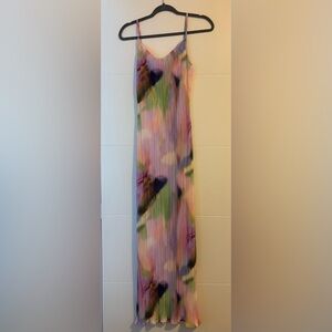 Colorful Pleated Maxi Dress